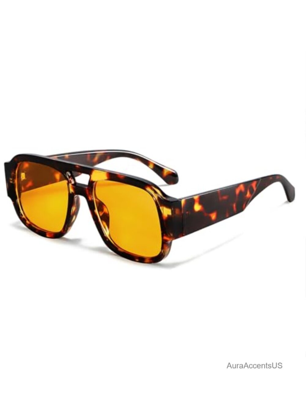 Oversized Retro Square Aviator Sunglasses UV400 Double Bridge Full Frame